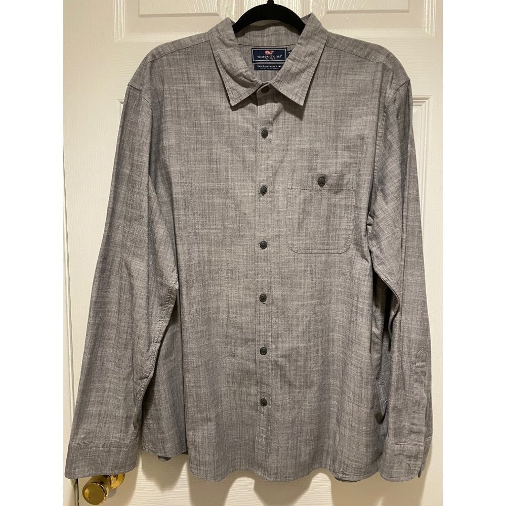 Vineyard Vines Gray Men's Button-Down Long Sleeve Slim Longshore Shirt Size XL